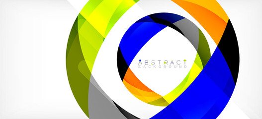 Obraz premium Geometric abstract background. Circle created with overlapping color shapes. Vector Illustration For Wallpaper, Banner, Background, Landing Page