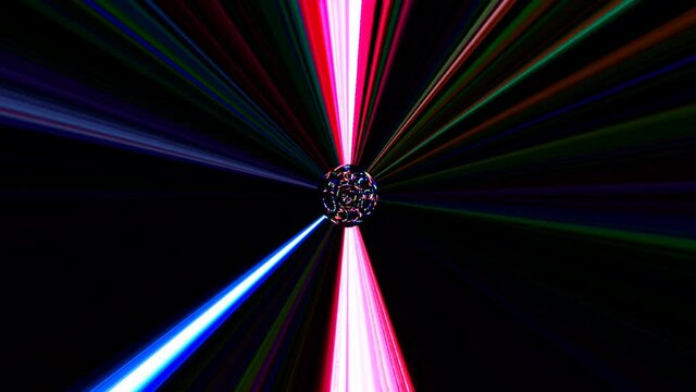 shining bright lines set blue wave motion, colorful, on black background