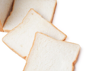 Top view fresh delicious whole wheat bread isolated on a white background.
