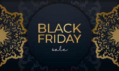 Blue greek gold pattern black friday sale holiday poster