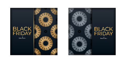 Celebration Baner For Black Friday In Blue With Abstract Gold Pattern