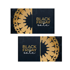 Celebration Baner For Black Friday Sale In Blue With Antique Gold Ornament