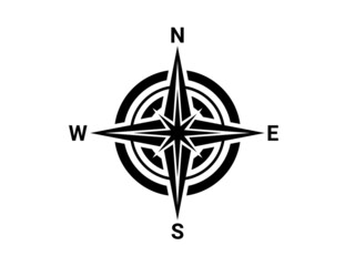 Map direction symbol. North sign. Black compass.
