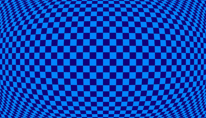 Distorted surface. Chess background with distortion. Optical illusion banner