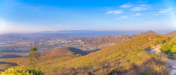 View of a residential area from a mountain at San Diego, California