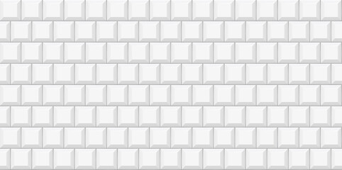 White subway tile seamless pattern. Wall with brick texture. Vector geometric background design