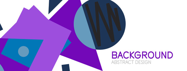 Abstract background. Blocks, lines, triangles, circles composition. Techno or business concept for wallpaper, banner, background, landing page