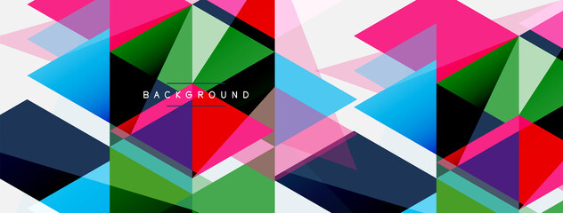 Color triangles composition, geometric abstract background. Techno or business concept, pattern for wallpaper, banner, background, landing page