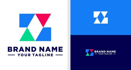 LETTER Z LOGO MONOGRAM GEOMETRIC BLOCK EDITABLE