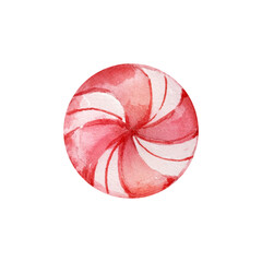Watercolor Christmas illustration of candy