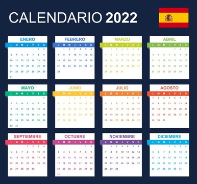 Spanish Calendar for 2022. Scheduler, agenda or diary template. Week starts on Monday