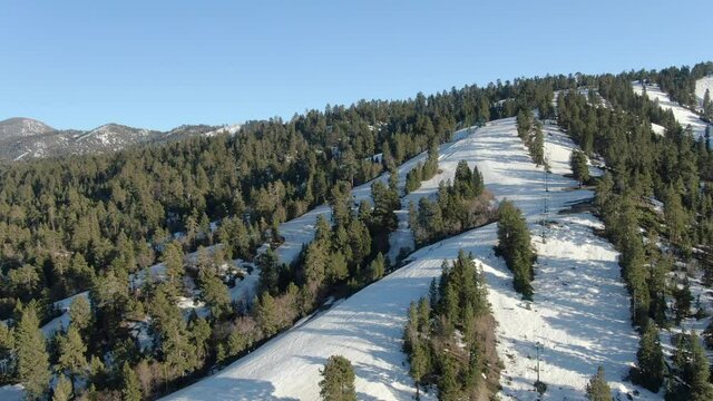 Big Bear Ski Resort Aerial Shot Telephoto San Bernardino Mountains L California USA