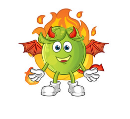 pea demon with wings character. cartoon mascot vector