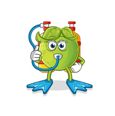 pea diver cartoon. cartoon mascot vector