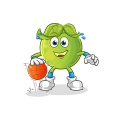 pea dribble basketball character. cartoon mascot vector