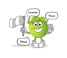 pea hold surrender flag mascot. cartoon vector