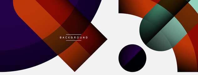 Geometric abstract background. Round shapes, circles, lines composition for wallpaper banner background or landing page