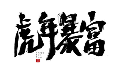 Chinese Characters Tiger Year Treasure Rich Handwritten Calligraphy Font