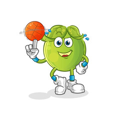 pea playing basket ball mascot. cartoon vector