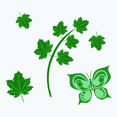 Collection tropical leaf vector element.