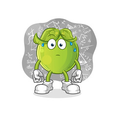 pea thinking hard vector. cartoon character