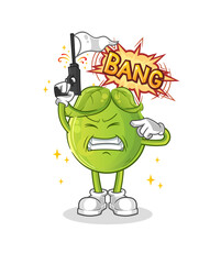 pea warning shot mascot. cartoon vector