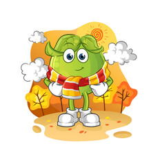 pea in the autumn. cartoon mascot vector