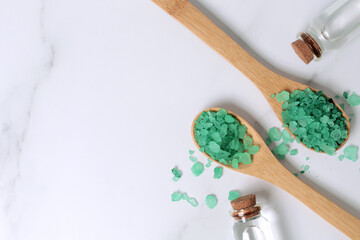 Tonic water with sea salt and aroma oil. Spa cosmetics