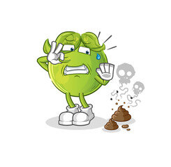 pea with stinky waste illustration. character vector