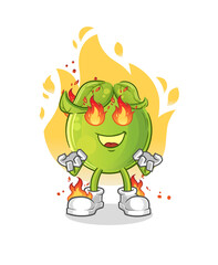 pea on fire mascot. cartoon vector