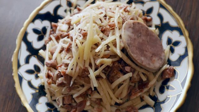 Kazach food - noodles with horsemeat kazy