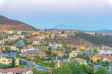 Fototapeta na wymiar Residential community on a valley at San Diego, California