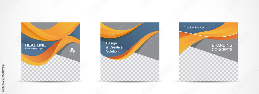 Wall mural set square banner template for social media post and web internet ads.vector illustrations.