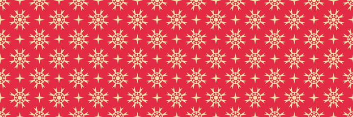 Festive background image with decorative floral ornament on red background for your design projects, seamless patterns, wallpaper textures with flat design. Vector illustration