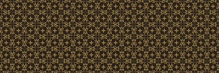 Background image with vintage decorative ornament on black background for your design projects, seamless patterns, wallpaper textures with flat design. Vector illustration