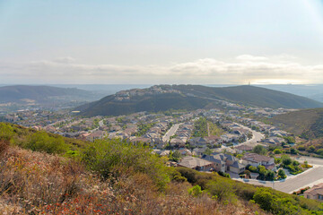 Fototapeta na wymiar Double Peak Park view of middle class residences at San Marcos, California