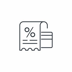 Sales receipt with a discount. Vector linear icon isolated on white background.