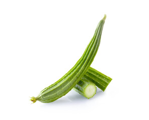 Farm fresh ridge gourds (angled luffa fruit) with isolated on white background