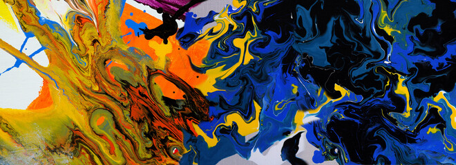 Hand draw painting abstract art panorama background colors texture design illustration..