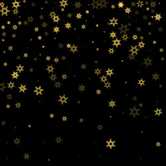 Falling Snow flakes golden pattern Holiday Vector