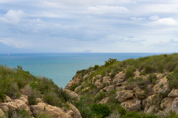 Fototapeta na wymiar Sea views from a small ravine