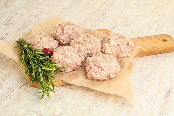 Traditional homemade raw pork meatballs