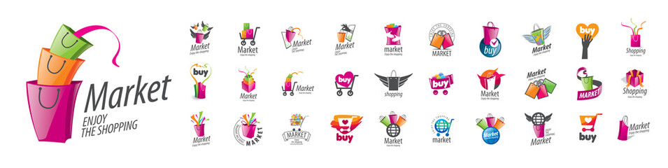 A set of vector Market logos on a white background