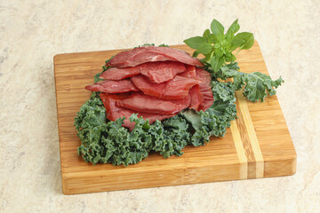 Sliced dried duck breast magret