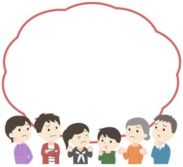 吹き出し　三世代の考える・悩む家族　主線なし