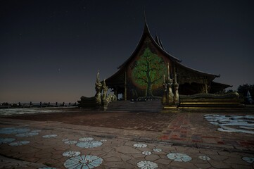 Backside of chapel : Sirindhorn Wararam Phu Prao Temple (Wat Phu Prao)at Ubon Ratchathani, Thailand. Tourist attraction landmark