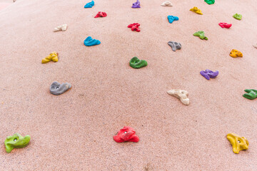 children's climbing wall rock simulator trainer colored hooks