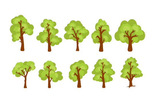 tree shape collection, simple vector illustration