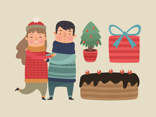 couple in winter season