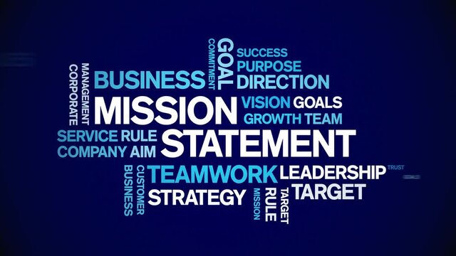 4k Mission Statement Animated Tag Word Cloud;Text Design Animation typography seamless loop.